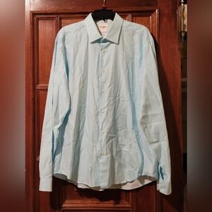 Ben Sherman Tailored Slim Fit Mens 17 (36/37) Blue Long Sleeve Button Down Shirt